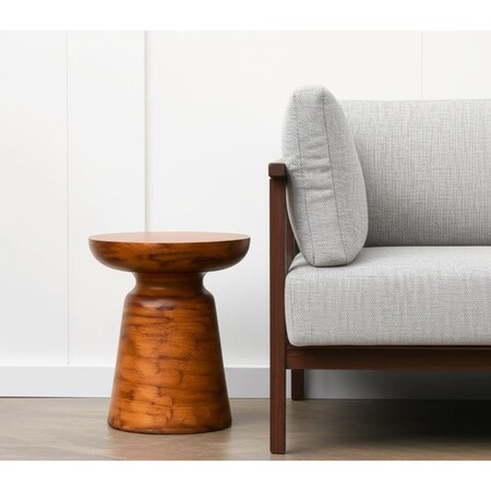 Homeroots 15" Natural Iron and Aluminum Round Pedestal End Table 634163