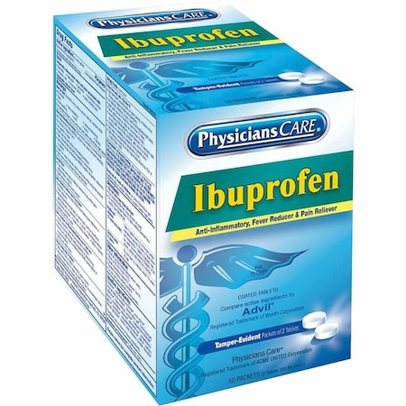 Acme United PhysiciansCare Ibuprofen Medication, 50 Doses of Two Tablets, 200mg 90015