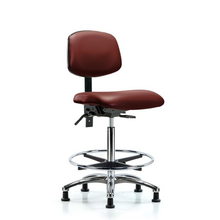Blue Ridge Ergonomics Vinyl Chair Chrome, High Bench, Tilt, Foot Ring, Casters, Borscht BR-VHBCH-CR-T1-A0-CF-RG-8815
