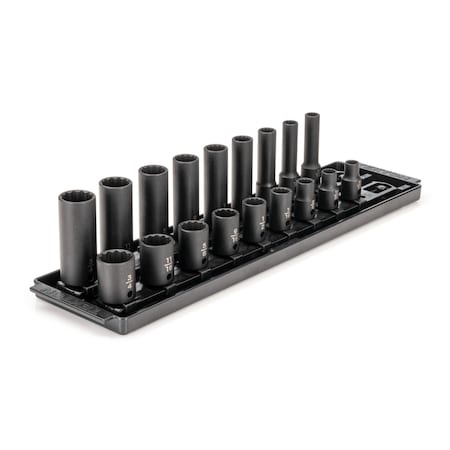 Tekton 3/8 in Drive Impact Socket Set, SAE, 18 pcs SID91212