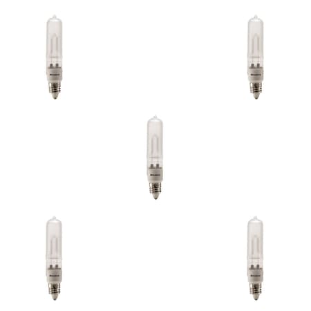 Bulbrite 250W 120V Dimmable Frost T4 Halogen Mini Light Bulbs, Mini-Candelabra E11 Base, 2900K, 5PK 860805