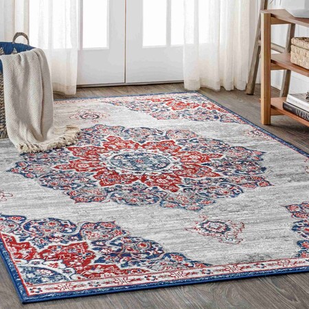 Jonathan Y Modern Persian Vintage Moroccan Medallion Navy/Red 4 ft. x 6 ft. Area Rug MDP103A-4