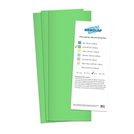 Nanolap PSA Lapping Film, 3 Pc 30 Micron (600 Grit), 4-0.25 in x 11 in Microfinishing Fine Sanding Paper 61594N