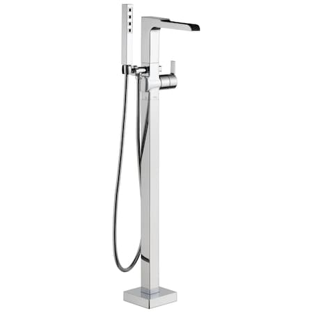 Delta Ara Single Handle Floor Mount Channel Spout Tub Filler Trim with Hand Shower T4768-FL