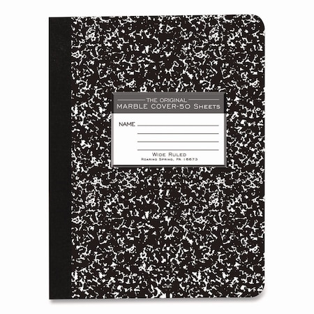 Roaring Spring Marble Cover Composition Book, Taped Binding, Wide/Legal Rule, Black Marble Cover 77220