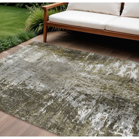 Homeroots 10' X 14' Taupe Brown And Gray Abstract Washable Indoor Outdoor Area Rug 582937