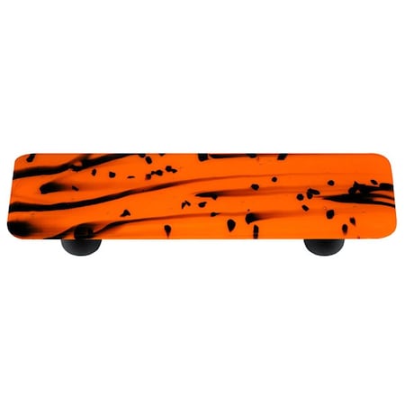 Palacedesigns Mardi Gras Black with Orange Rectangle Glass Cabinet Pull - Black Post PA711886