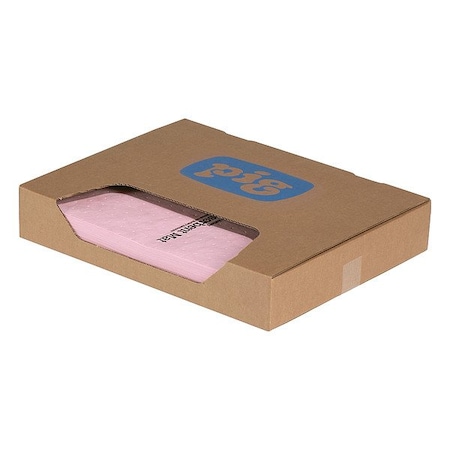 Pig Sorbent Pad, 3 5/8 gal, 14.75 in x 20 in, Universal, Pink, Polypropylene, 50 PK MAT3102
