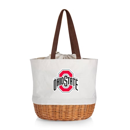 Picnic Time Family Of Brands NCAA Ohio State Buckeyes Coronado Canvas and Willow Basket Tote - Picnic Bag 203-00-187-444-0