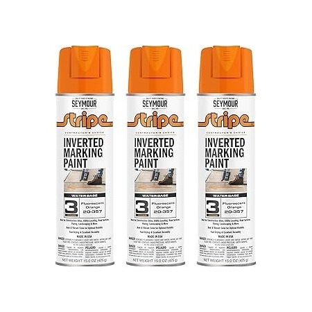 Seymour Midwest Stripe 3-Series Inverted Ground Marking Paint, Florescent Orange net 15oz., 3PK 20357-3