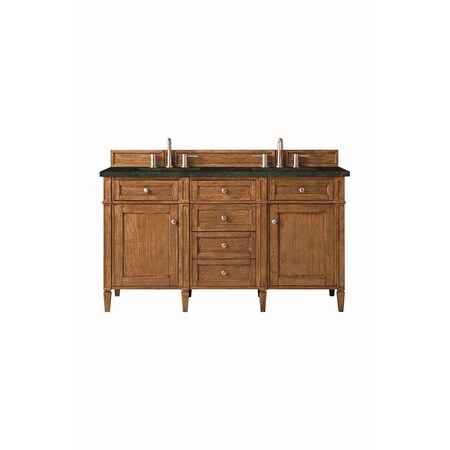 James Martin Vanities Brittany 60" Double Vanity, Saddle Brown, w/ 3 CM Phantome Eclos Top 650-V60D-SBR-3PHT