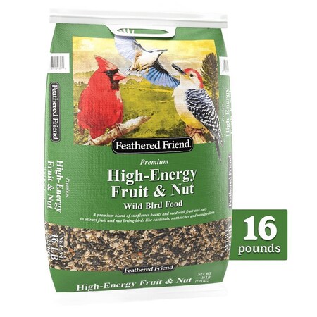 Feathered Friend Safflower Seed Fruit and Nut Wild Bird Food, 16 lb, Premium, Blended, Bag 14393