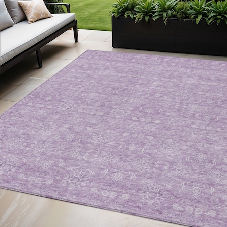 Homeroots 5' X 8' Lavender Lilac And Ivory Floral Washable Indoor Outdoor Area Rug 582357