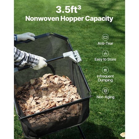 Vevor Lawn Sweeper Push Leaf Grass Collector 21" 3.5 Cu. Ft. Capacity Adjustable S19-001A