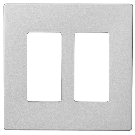 Eaton Wiring Devices PJ Wallplate, 4.87 in L, 4.94 in W, 2 -Gang, Polycarbonate, Silver Granite PJS262SG-SP-L