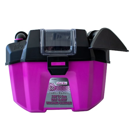 The Original Pink Box 20-Volt Lithium-Ion Cordless 2.6 Gallon Wet/Dry Vacuum with 2Ah Battery, Pink PB20VWDV_2AH_CHRGR
