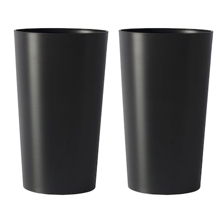 Homeroots Set of Two Black Heavy Duty Plastic Cylindrical Planter Pots 719609