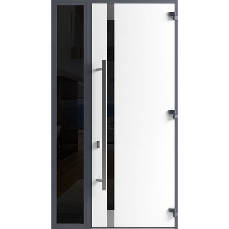 Vdomdoors Front Exterior Prehung Steel Door Ronex1011 Grey 96 Sidelight Exterior Window Sidelite Stainless RONEX1011EXD-GRE-W36+14xH96-LH-I
