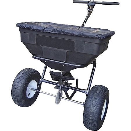 Vulcan 125 lbs Cap Broadcast Spreader, 12 ft Spread, Poly Black Hopper YTL31515
