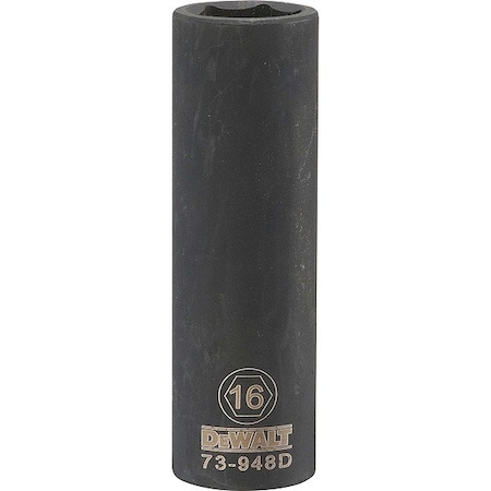 Dewalt Deep Impact Socket, 6 Pt 1/2in, 16 mm DWMT73948OSP
