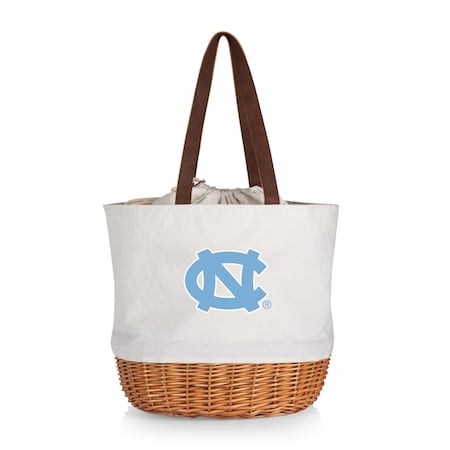 Picnic Time Family Of Brands NCAA North Carolina Tar Heels Coronado Canvas and Willow Basket Tote - Picnic Bag 203-00-187-414-0