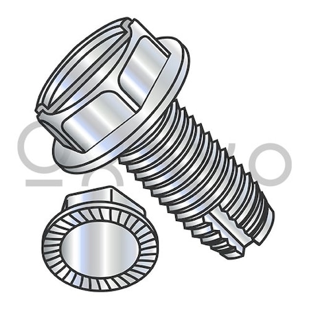 Oxoxo 1/4-20X5/8 Slot Indent Hex Washer Serrated Thread Cutting Screw Type 1 Full Thread ZincBake, 3000PK 614421