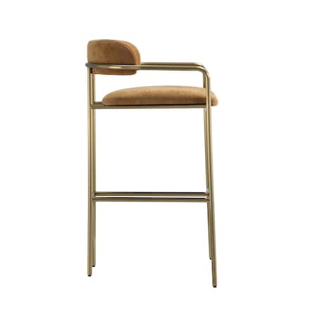 Manhattan Comfort Serene Metal Upholstered Barstool in Turmeric BS1881-TU