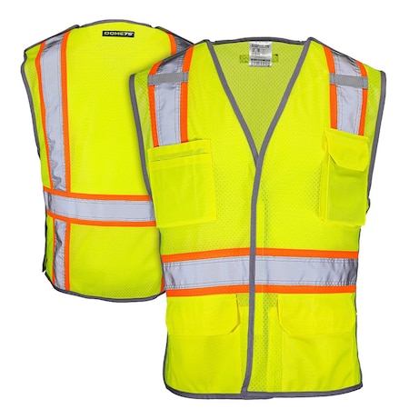 Dome75 Safety Vest, Mesh, HiVis Yellow/HiVis Orange Contrast, Size LG/XL DV2123BA