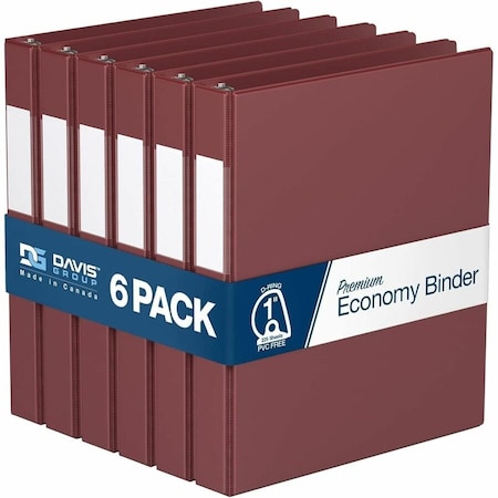 Davis Group Premium Economy, Angle D Ring, Binder, (Burgundy, 1"), PK6 2301-08-06