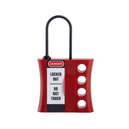 Master Lock Lockout Hasp, Red, 1/4 in Max. Shackle Dia., 22 3/10 mm Jaw Clearance S442