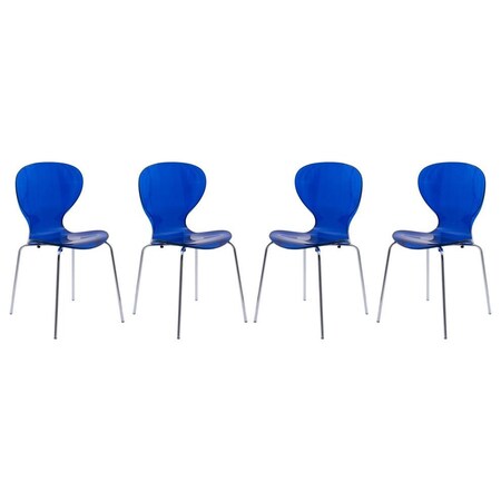 Leisuremod Modern Oyster Transparent Side Chair, Transparent Blue, 4PK OC17TBU4