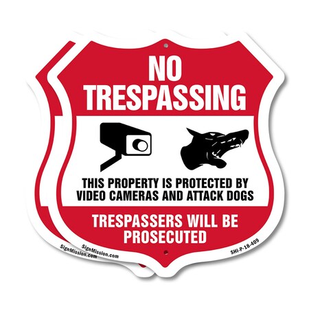 Signmission No Trespassing Shield Sign This Property, 18 inch X 18 inch, Plastic Sign, 2PK SHI-P-2PACK-18-409