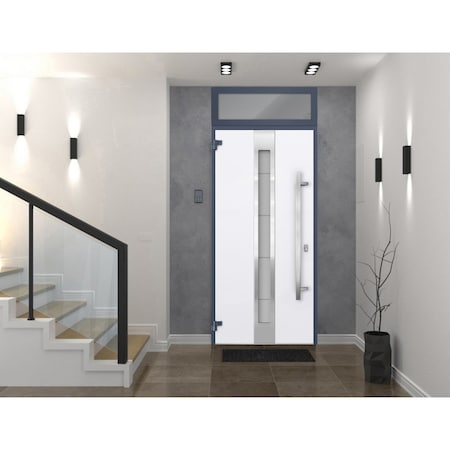 Vdomdoors Steel Door Deux 1717 Gray Graphite Transom Window Stainless Inserts Single Modern Painted-W36xH80+1 DEUX1717EXD-GRE-W36xH80+16-RH-O
