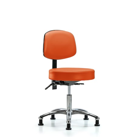 Blue Ridge Ergonomics Desk Stool, Vin, Bk Chrome, Tilt, Gld, Orange BR-VDHST-CR-T1-RG-8613