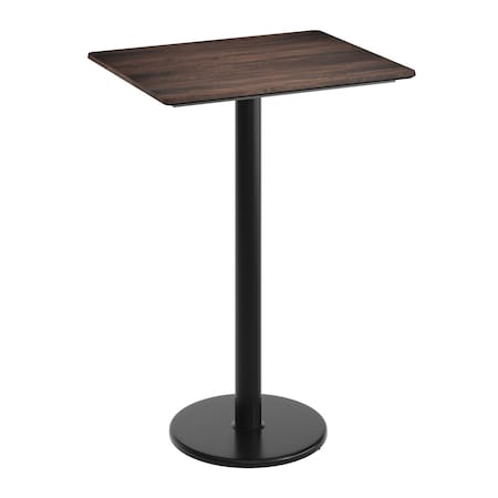 Flash Furniture 30" x 24" Tabletop, Seamless Surface Technology, Dark Brown with 18" Round Black Bar Height Base ST-REC2430-WBR-TR18B-GG