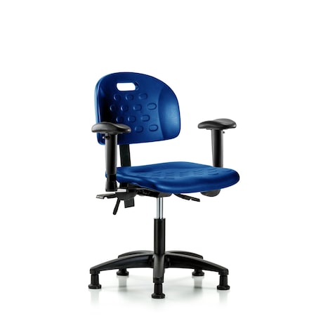 Blue Ridge Ergonomics Poly Chair, Desk, Arms, Glides, Blue BR-HPDHCH-RG-T0-A1-RG-BLU