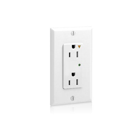 Leviton Surge Protector Receptacle, 15 Amp, 125 Volt, 5-15R NEMA, White 5280-IGW