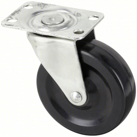 Zoro Select Plate Caster, Swivel, Rubber, 3 1/2"H P5S-R030G-P