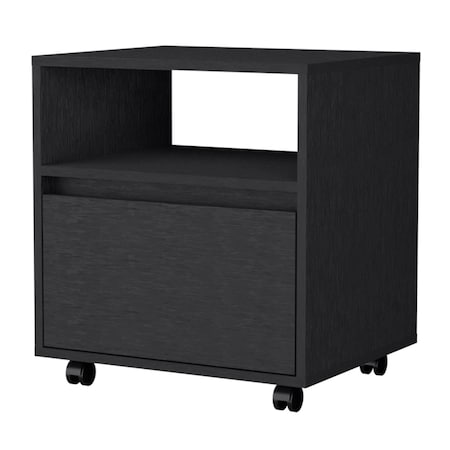Homeroots 21" Black Wood One Drawer Nightstand with Integrated Tech 518168