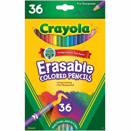 Crayola Pencil, Color, Erasable, PK36 681036
