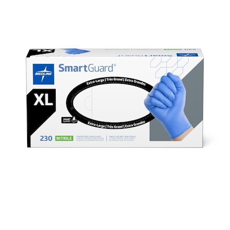 Medline SmartGuard Powder-Free Nitrile Exam Gloves, Size XL, 250/Box, 2300PK SG314