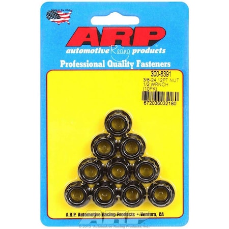 Arp 300-8391 0.38-24 in. 12-Point Black Oxide Nuts, 10PK ARP300-8391