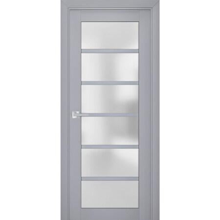 Sartodoors Interior Solid French Door Frosted Glass Grey 18x84 Solid Core Modern Interior VEREGIO7602ID-GRE-1884