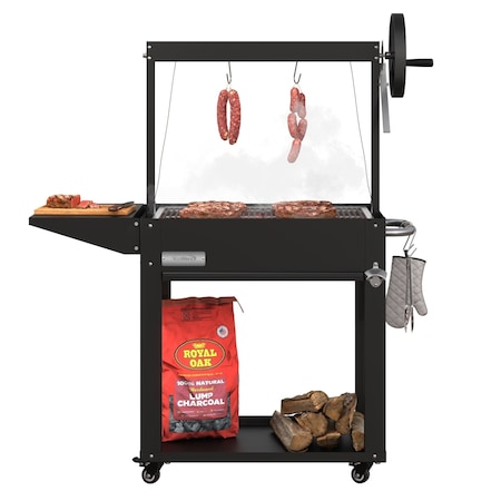 Koolmore 50 in. Argentine Charcoal Grill, Adjustable Grate Outdoor BBQ, Black KM-OG-A-45