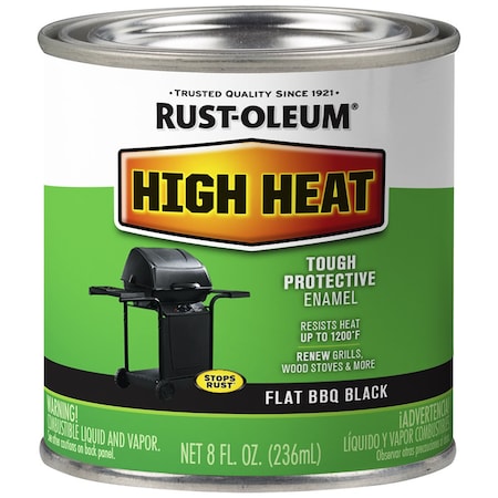Specialty 1/2 Pt Rust-Oleum Bar-B-Que Black High Heat Brush Paint, Flat 7778730