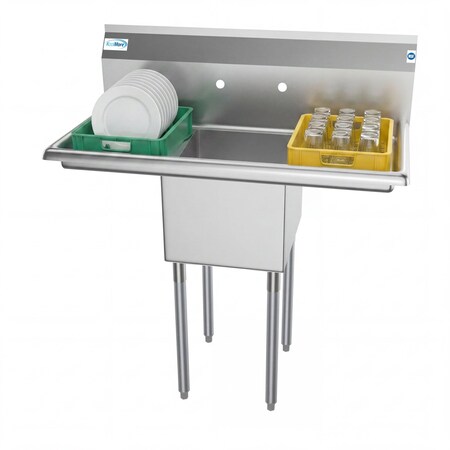 Koolmore 1 Compartment Stainless Steel NSF Commercial Kitchen Prep & Utility Sink with 2 Drainboards SA141611-12B3