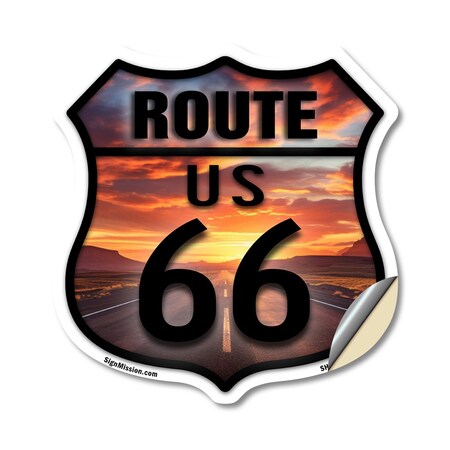 Signmission Route Us 66 Sunset, 12 Inch X 12 Inch, Vinyl Decal SHI-D-12-482