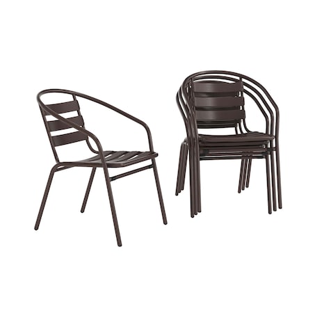 Flash Furniture Lila Bronze Metal Restaurant Stack Chairs with Metal Slats, 4PK 4-TLH-017C-BZ-GG