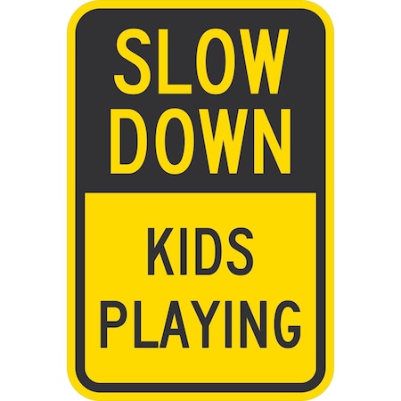 Lyle Slow Down Kids Playing, 12x18, Diamond Grade, Yellow G-2605-DG_12x18