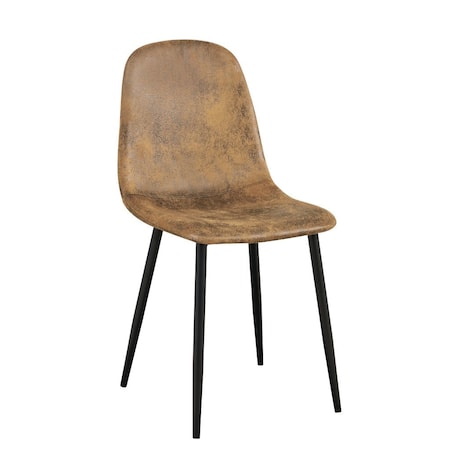 Homeroots Set of Four Brown and Black Suede and Metal Dining Side Chairs, 4PK 568006